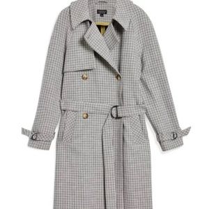 TOPSHOP GRAY BLUE ANGIE PLAID COAT